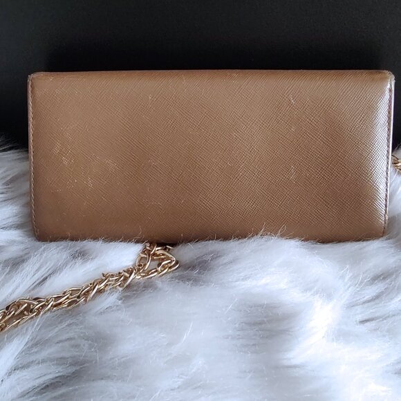 Prada saffiano leather trifold wallet VGUC w/chain & twilly - Picture 2 of 10